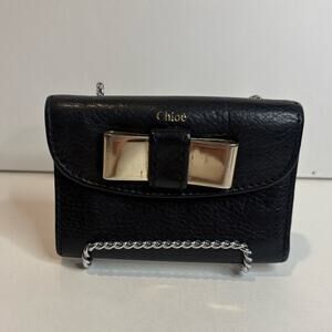 Chloe black bow front small wallet